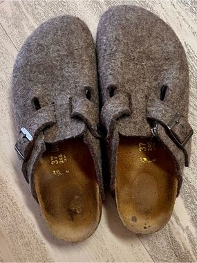 Birkenstock Brown Felt Clogs